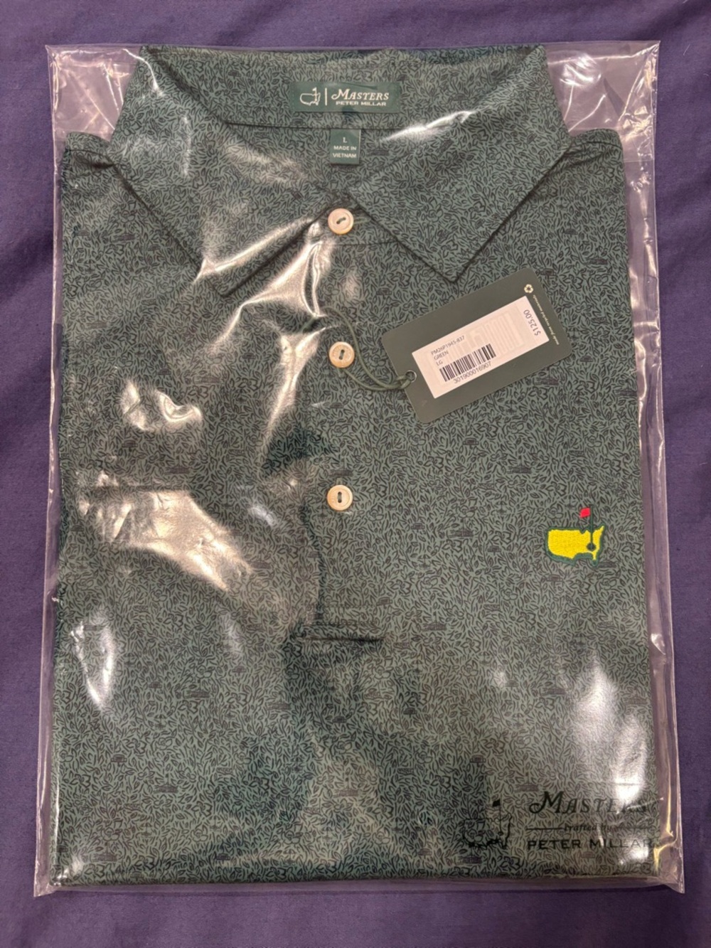2026 Peter Millar MASTERS AUGUSTA Golf Polo Shirt -LARGE - Green Leaderboard &